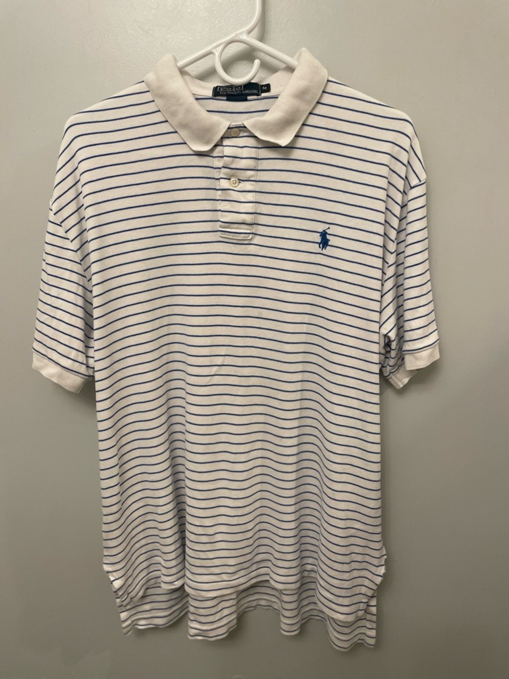Polo Ralph Lauren Striped Polo Shirt White Blue Mens M Classic Fit